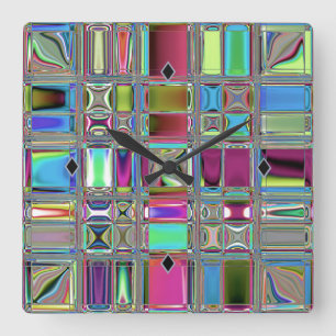 Jewelee modern mosaisk konst fyrkantig klocka