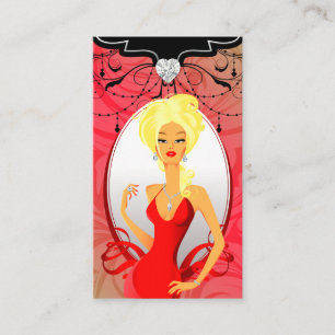 Jewelry Affärskort Red Guld Heart Blonde Visitkort