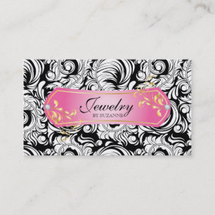Jewelry Affärskort SALE Swirls Black Rosa Guld Visitkort