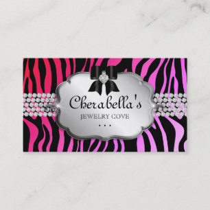 Jewelry Affärskort Zebra Red Rosa Bow Visitkort