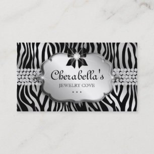 Jewelry Affärskort Zebra Silver Bow Heart Visitkort