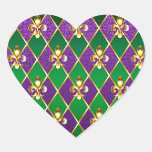 Jewelry Background Mardi Gras Hjärtformat Klistermärke