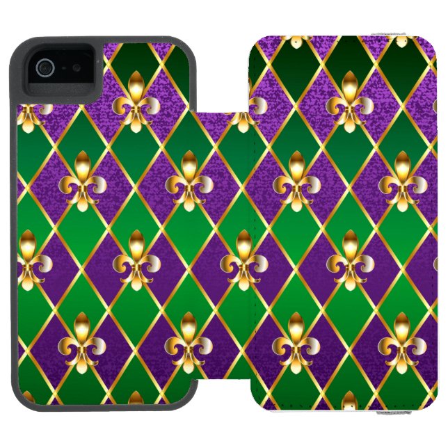 Jewelry Background Mardi Gras Incipio iPhone Wallet Skal (Folio Öppen)