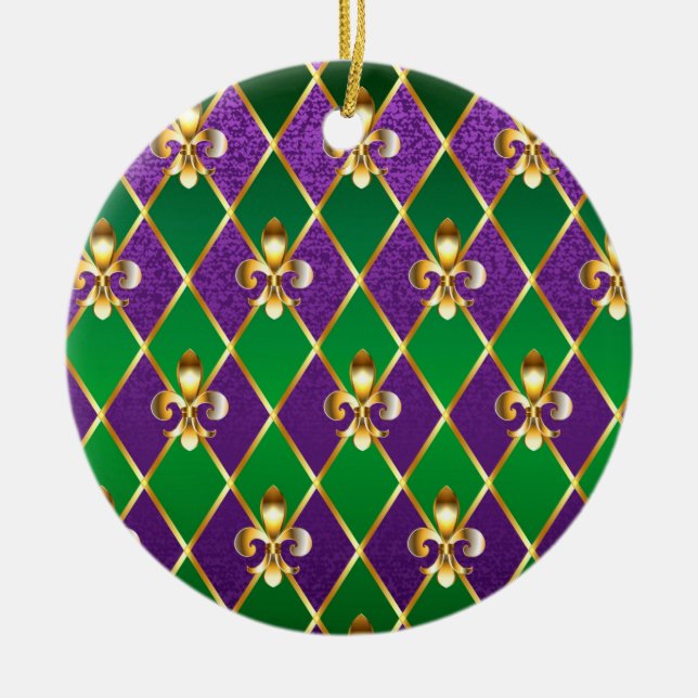 Jewelry Background Mardi Gras Julgransprydnad Keramik (Framsidan)