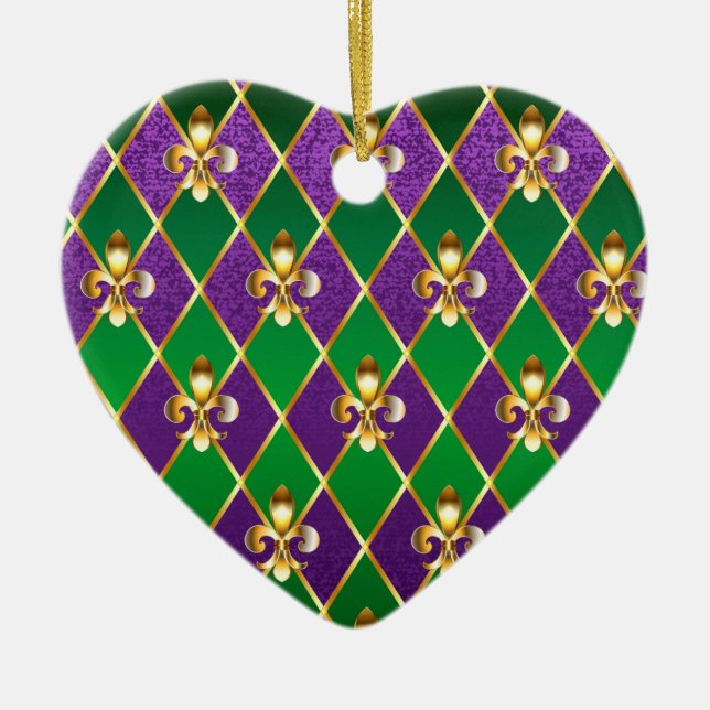 Jewelry Background Mardi Gras Julgransprydnad Keramik (Framsidan)