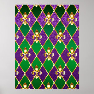 Jewelry Background Mardi Gras Poster
