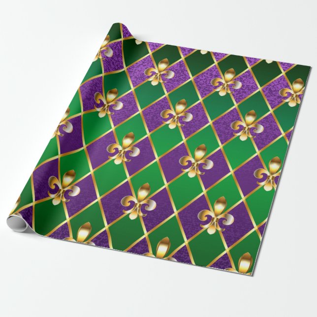 Jewelry Background Mardi Gras Presentpapper (Utrullad)