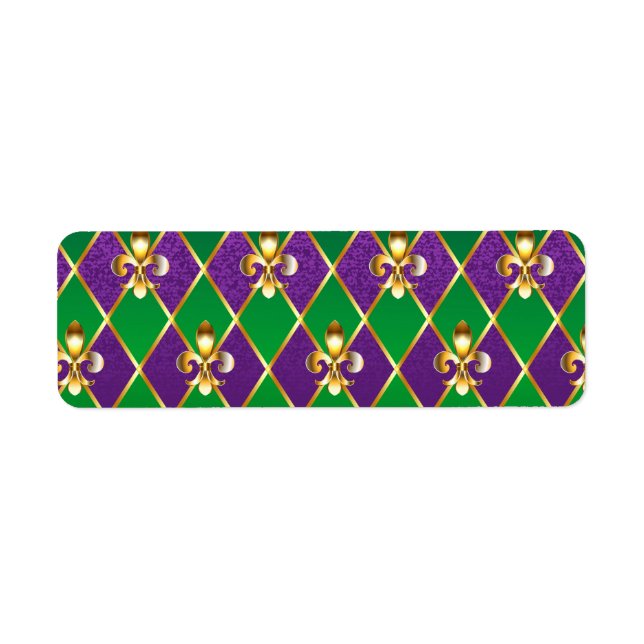 Jewelry Background Mardi Gras Returadress Etikett (Framsidan)