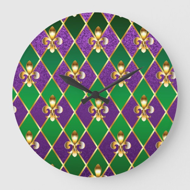 Jewelry Background Mardi Gras Stor Klocka (Framsida)