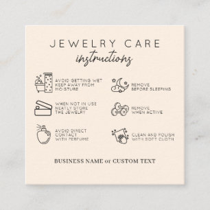 Jewelry Care Instructions Beige Tack Business Tilläggskort
