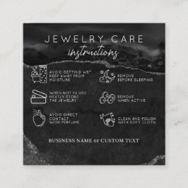 Jewelry Care Tack Black Silver Agate Business Tilläggskort