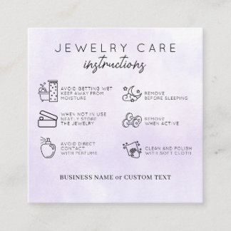 Jewelry Care Tack Lila Watercolor Business Tilläggskort