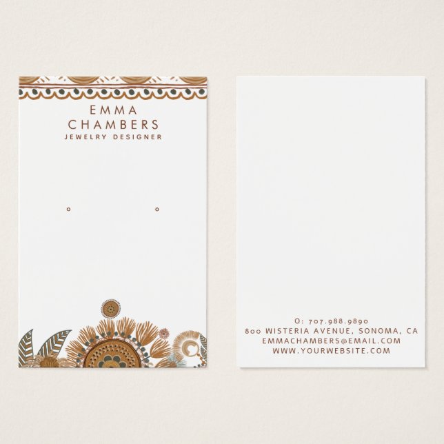Jewelry Designer Boho Terracotta Earring Jewelry Visitkort (Framsida & baksida)