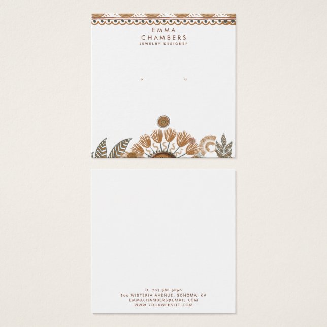 Jewelry Designer Boho Terracotta Earring Visning Fyrkantigt Visitkort (Framsida & baksida)