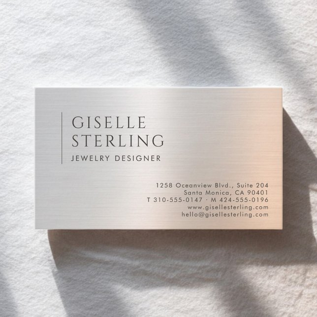 Jewelry Designer Brushed Metal Visitkort (Skapare uppladdad)