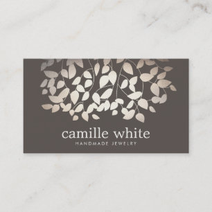 Jewelry Designer Faux Gold Foil Lövs Taupe Visitkort