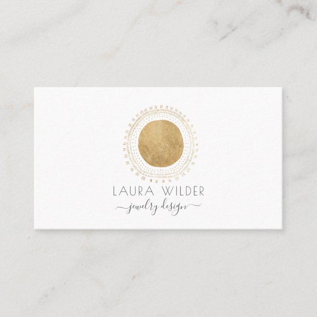 Jewelry Designer Guld Abstrakt Circle Rays Busines Visitkort (Framsida)