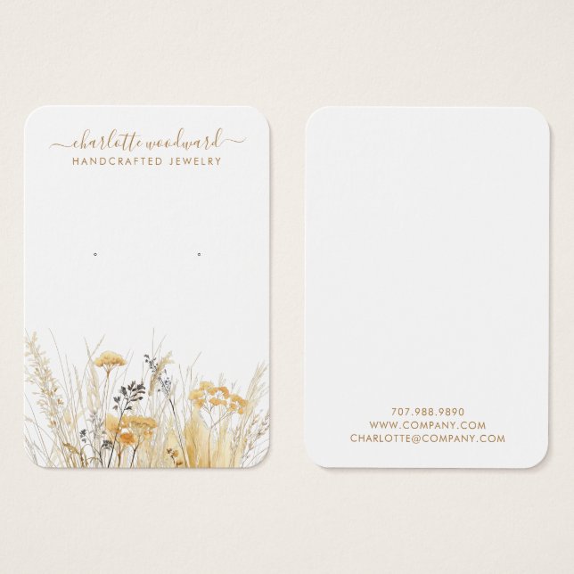 Jewelry Designer Guld Wildblommor Visitkort (Framsida & baksida)