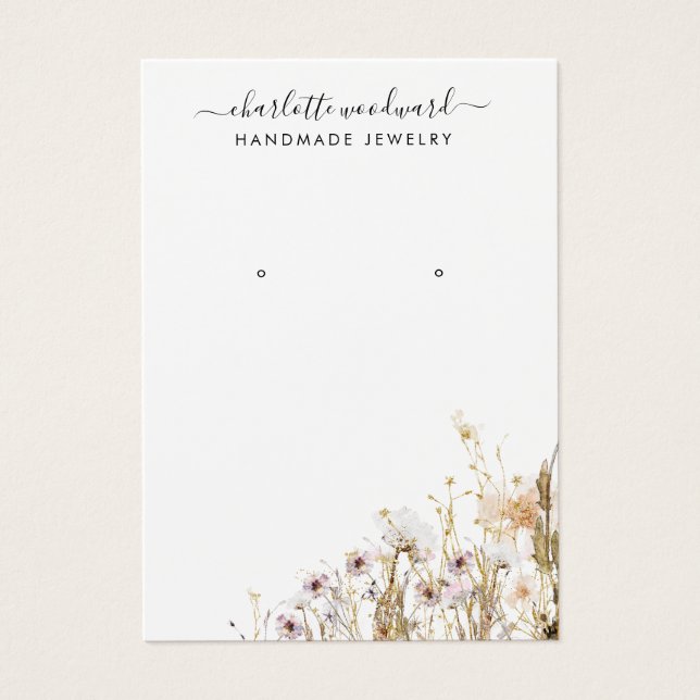 Jewelry Designer Rosa Guld Glitter Wildblommor Visitkort (Framsidan)