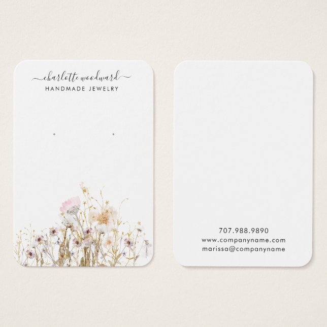 Jewelry Designer Rosa Guld Glitter Wildblommor Visitkort (Framsida & baksida)