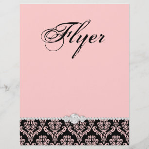 Jewelry Flyer Hair Salon Damask Baby Rosa Classy