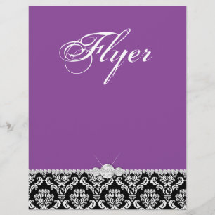 Jewelry Flyer Hair Salon Damask Black Lila