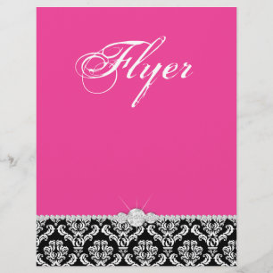 Jewelry Flyer Hair Salon Damask Black Rosa Classy