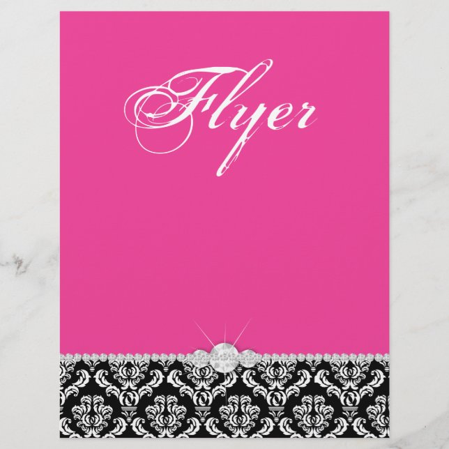 Jewelry Flyer Hair Salon Damask Black Rosa Classy (Framsidan)