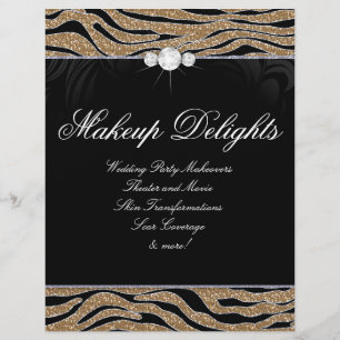 Jewelry Flyer Hair Salon Zebra Glitter Guld