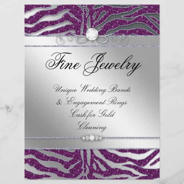 Jewelry Flyer Hair Salon Zebra Gnistra Plum Silver (Framsidan)