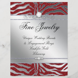 Jewelry Flyer Hair Salon Zebra Gnistra Red Silver