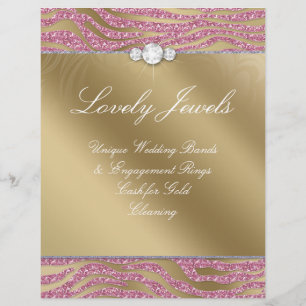 Jewelry Flyer Hair Salon Zebra Gnistra Rosa Guld 2