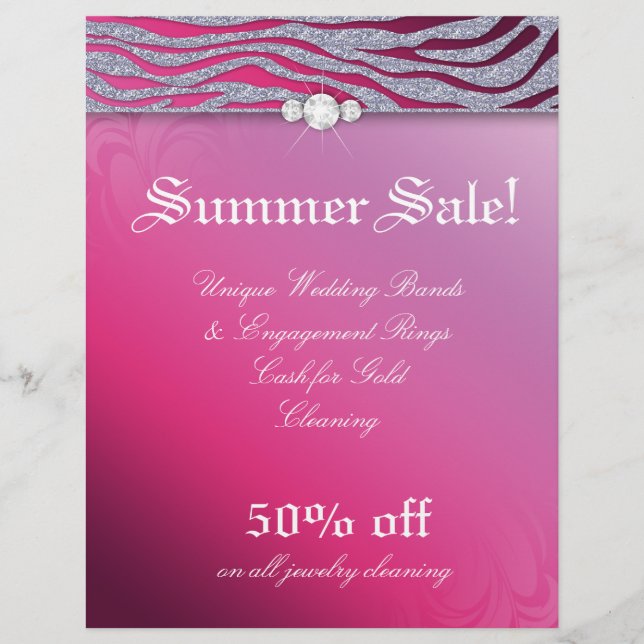 Jewelry Flyer Hair Salon Zebra Gnistra Rosa Red (Framsidan)