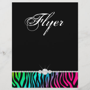 Jewelry Flyer Hair Salon Zebra Rosa Blue Grönt