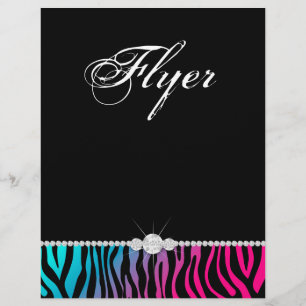 Jewelry Flyer Hair Salon Zebra Rosa Blue Lila