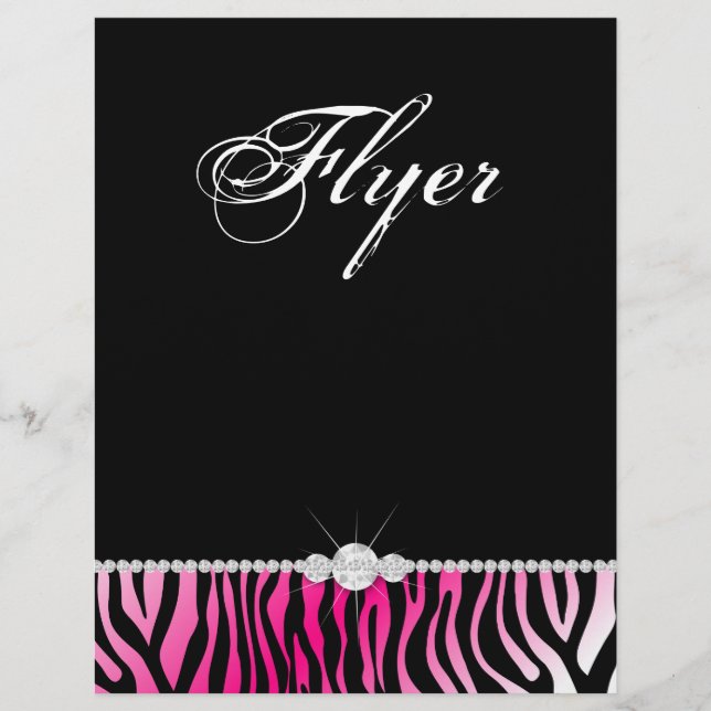Jewelry Flyer Hair Salon Zebra Shock rosa (Framsidan)