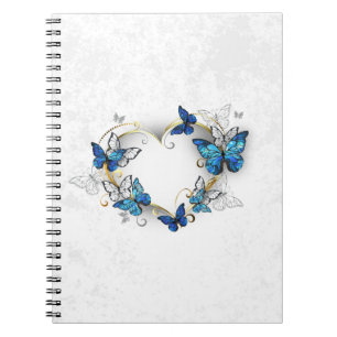 Jewelry Heart med Butterflies Morpho Anteckningsbok