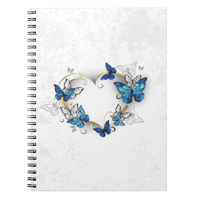 Jewelry Heart med Butterflies Morpho Anteckningsbok (Framsidan)