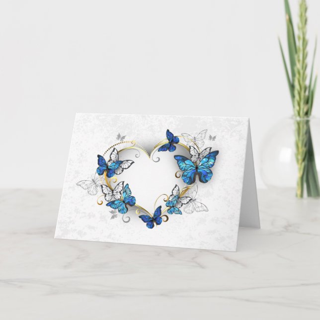 Jewelry Heart med Butterflies Morpho Anteckningskort (Framsida)