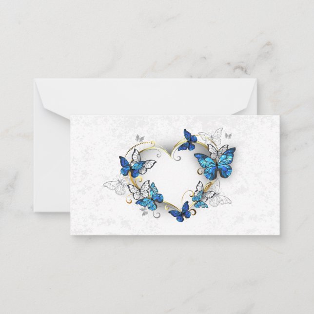 Jewelry Heart med Butterflies Morpho Anteckningskort (Framsida)
