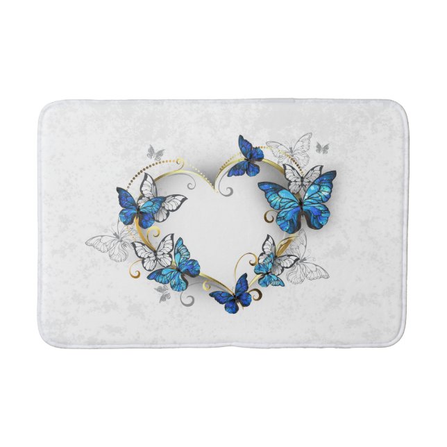 Jewelry Heart med Butterflies Morpho Badrumsmatta (Framsidan)
