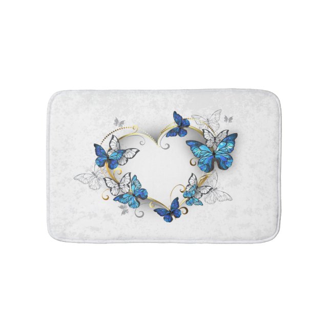 Jewelry Heart med Butterflies Morpho Badrumsmatta (Framsidan)