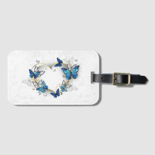 Jewelry Heart med Butterflies Morpho Bagagebricka