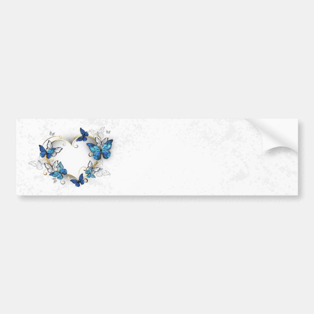 Jewelry Heart med Butterflies Morpho Bildekal (Framsidan)