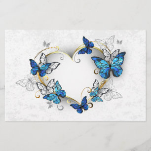 Jewelry Heart med Butterflies Morpho Brevpapper