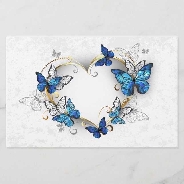 Jewelry Heart med Butterflies Morpho Brevpapper (Framsida)