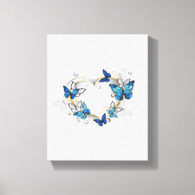 Jewelry Heart med Butterflies Morpho Canvastryck (Framsida)