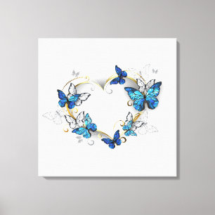 Jewelry Heart med Butterflies Morpho Canvastryck