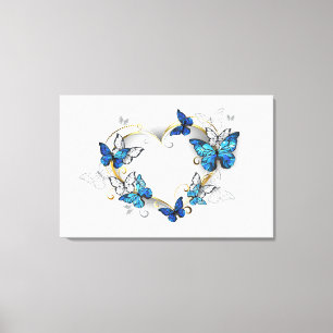 Jewelry Heart med Butterflies Morpho Canvastryck