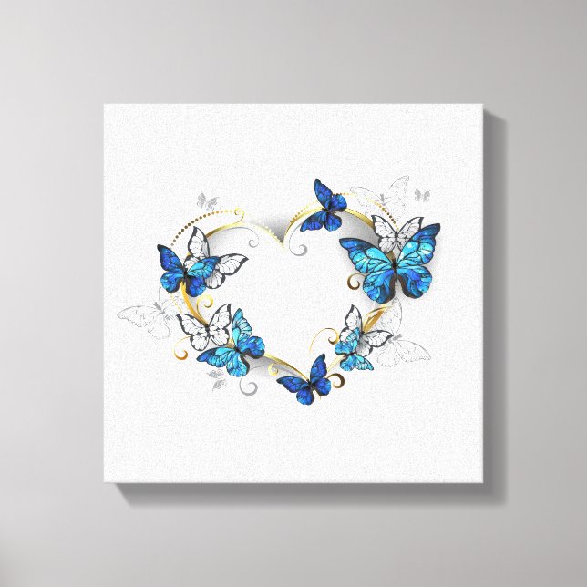 Jewelry Heart med Butterflies Morpho Canvastryck (Framsida)